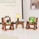 Chaise à bascule grenouille, petite décoration japonaise mignonne de guérison, décoration de bureau, ornements de chat nimal, décoration de voiture
