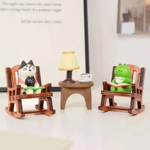 Chaise à bascule grenouille, petite décoration japonaise mignonne de guérison, décoration de bureau, ornements de chat nimal, décoration de voiture