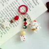 porte clés en forme de boule de fourrure rouge, chat porte bonheur, mignon et amusant, pendentif, chaîne de téléphone, sac, ornement suspendu, sac à dos, breloques, accessoire cadeau
