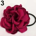 Femmes bandeau de cheveux corde couleur unie attaches de cheveux camélia fleur élastique pour queue de cheval Scrunchie bandeau dame chapeaux accessoire de cheveux