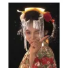 Épingle à cheveux geisha japonaise, longs pompons argentés, pour femmes, beau couvre chef de mariée, accessoire de cosplay kimono