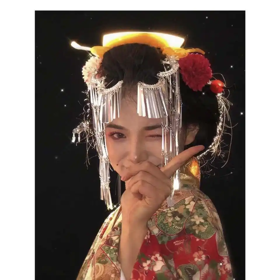Épingle à cheveux geisha japonaise, longs pompons argentés, pour femmes, beau couvre chef de mariée, accessoire de cosplay kimono Épingle à cheveux geisha japonaise, longs pompons argentés, pour femmes, beau couvre chef de mariée, accessoire de cosplay kimono
