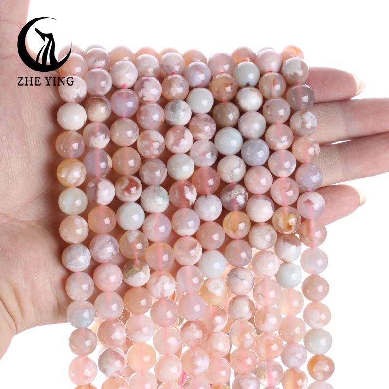 perles d'agate de fleur sakura naturelles bon marché, rondes et lisses, pour la fabrication de bracelets, accessoires de bijouterie à faire soi même, 6, 8, 10mm perles d'agate de fleur sakura naturelles bon marché, rondes et lisses, pour la fabrication de bracelets, accessoires de bijouterie à faire soi même, 6, 8, 10mm