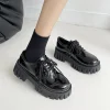 Rimocy-Chaussures Oxford à plateforme en cuir verni pour femmes, appartements à lacets décontractés, chaussures épaisses noires, printemps, 2025 Rimocy-Chaussures Oxford à plateforme en cuir verni pour femmes, appartements à lacets décontractés, chaussures épaisses noires, printemps, 2025