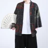 chemise kimono à manches courtes, nouveau modèle, haut ethnique avec boutons à nœud de style chinois, design ouvert sur le devant d'inspiration japonaise, léger