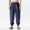 pantalon kimono japonais décontracté, ample, harajuku, vêtements traditionnels asiatiques pour hommes, costume sarouel brodé de style yukata
