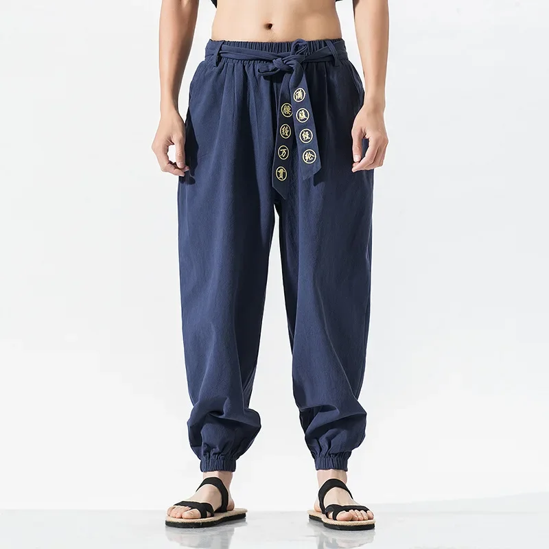 pantalon kimono japonais décontracté, ample, harajuku, vêtements traditionnels asiatiques pour hommes, costume sarouel brodé de style yukata pantalon kimono japonais décontracté, ample, harajuku, vêtements traditionnels asiatiques pour hommes, costume sarouel brodé de style yukata