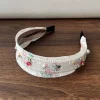 bandeau en dentelle brodé de style coréen créatif, fleur florale, strass, ruban, accessoires pour cheveux, cerceau pour femmes