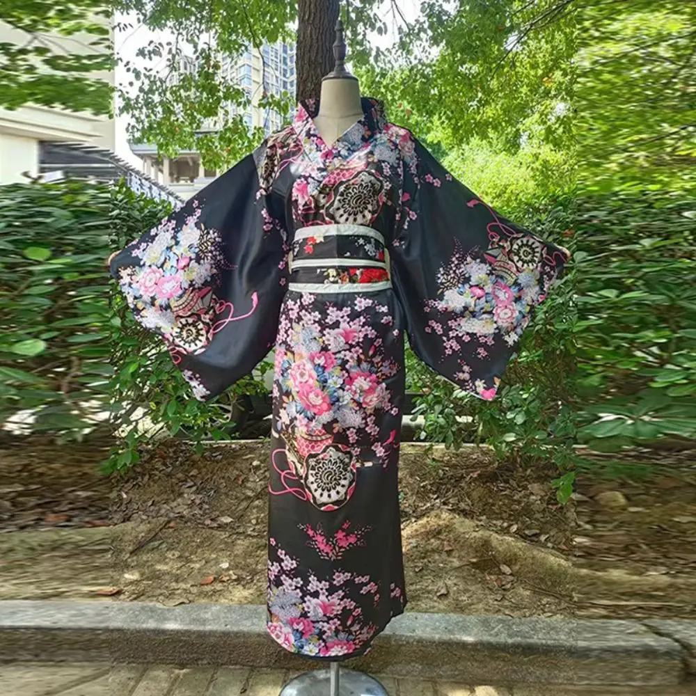 costume de cosplay traditionnel japonais, kimono de style japonais imprimé floral sakura pour fille, robe élégante asiatique costume de cosplay traditionnel japonais, kimono de style japonais imprimé floral sakura pour fille, robe élégante asiatique