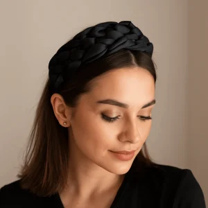 Mode Satin tressé bandeau rembourré Design épaissi noir bandeau large Style coréen femmes tête cerceau cheveux accessoires Mode Satin tressé bandeau rembourré Design épaissi noir bandeau large Style coréen femmes tête cerceau cheveux accessoires