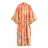 ayualin imprimé fleuri kimono cardigan longue blouse fer femmes nager couvrir été 2025 boho caftan plage femme blouses robes