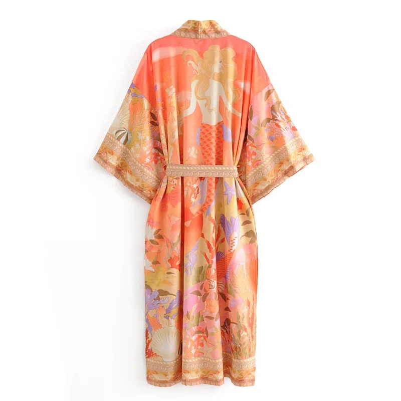 ayualin imprimé fleuri kimono cardigan longue blouse fer femmes nager couvrir été 2025 boho caftan plage femme blouses robes ayualin imprimé fleuri kimono cardigan longue blouse fer femmes nager couvrir été 2025 boho caftan plage femme blouses robes