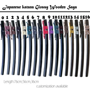 Saya-fourreau d&rsquo;épée japonaise, matériau en bois, laqué noir brillant, avec cordon de Sageo, gaine d&rsquo;épée Katana, personnalisé disponible