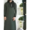 Caftan arabe Robe musulmane hommes Jubba Thobe à manches longues vêtements musulmans Robe pour hommes longs sweats à capuche arabes caftan longue à capuche Caftan arabe Robe musulmane hommes Jubba Thobe à manches longues vêtements musulmans Robe pour hommes longs sweats à capuche arabes caftan longue à capuche