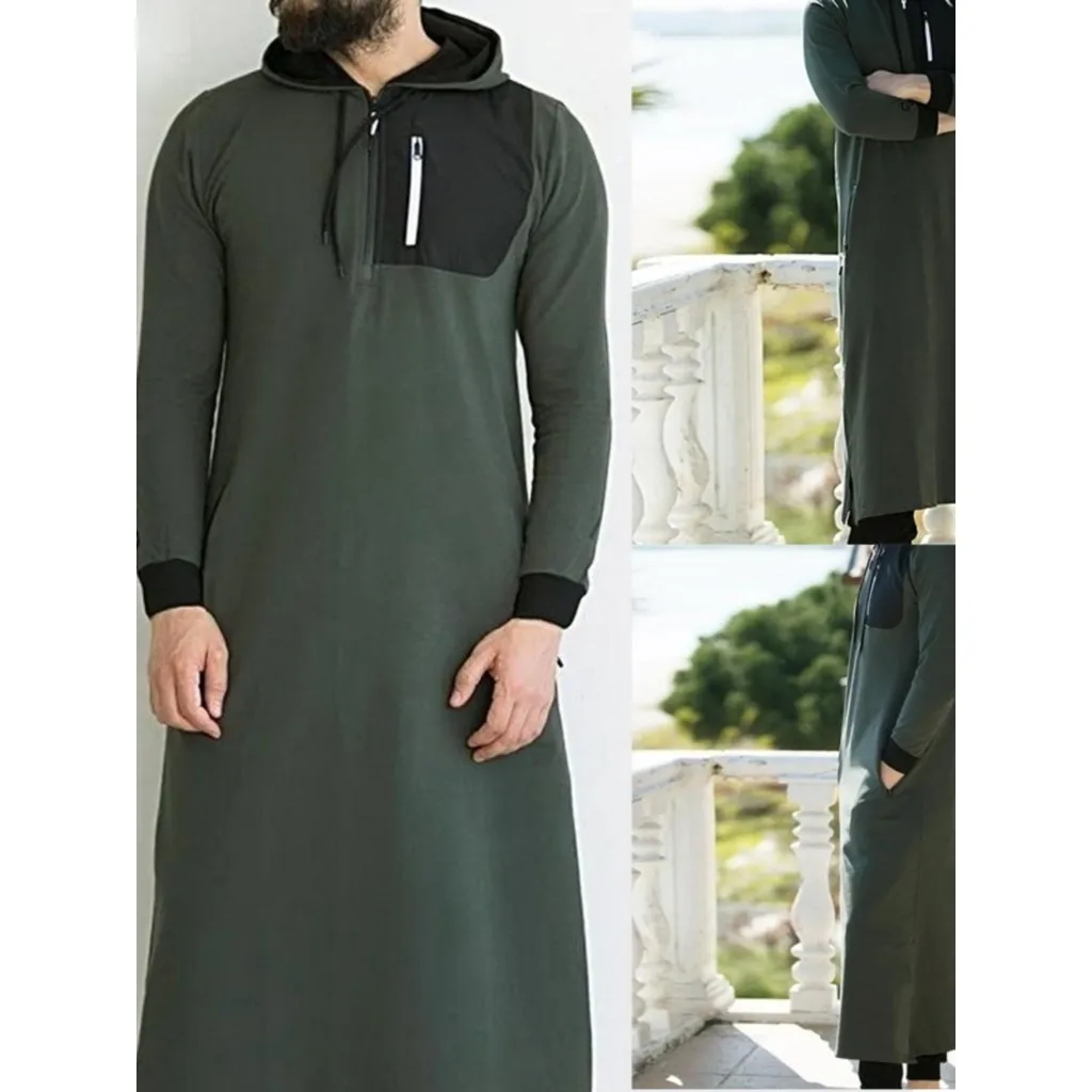 Caftan arabe Robe musulmane hommes Jubba Thobe à manches longues vêtements musulmans Robe pour hommes longs sweats à capuche arabes caftan longue à capuche Caftan arabe Robe musulmane hommes Jubba Thobe à manches longues vêtements musulmans Robe pour hommes longs sweats à capuche arabes caftan longue à capuche
