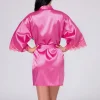 femmes sexy robe en satin solide kimono robe mode robe de bain sexy dentelle chemise de nuit femme mariage mariée robe de demoiselle d'honneur