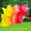 Éventails de danse du ventre en soie pour femmes, éventail pour enfants, pour danse, double face étendue, performance en bambou pour adultes, dégradé de couleurs