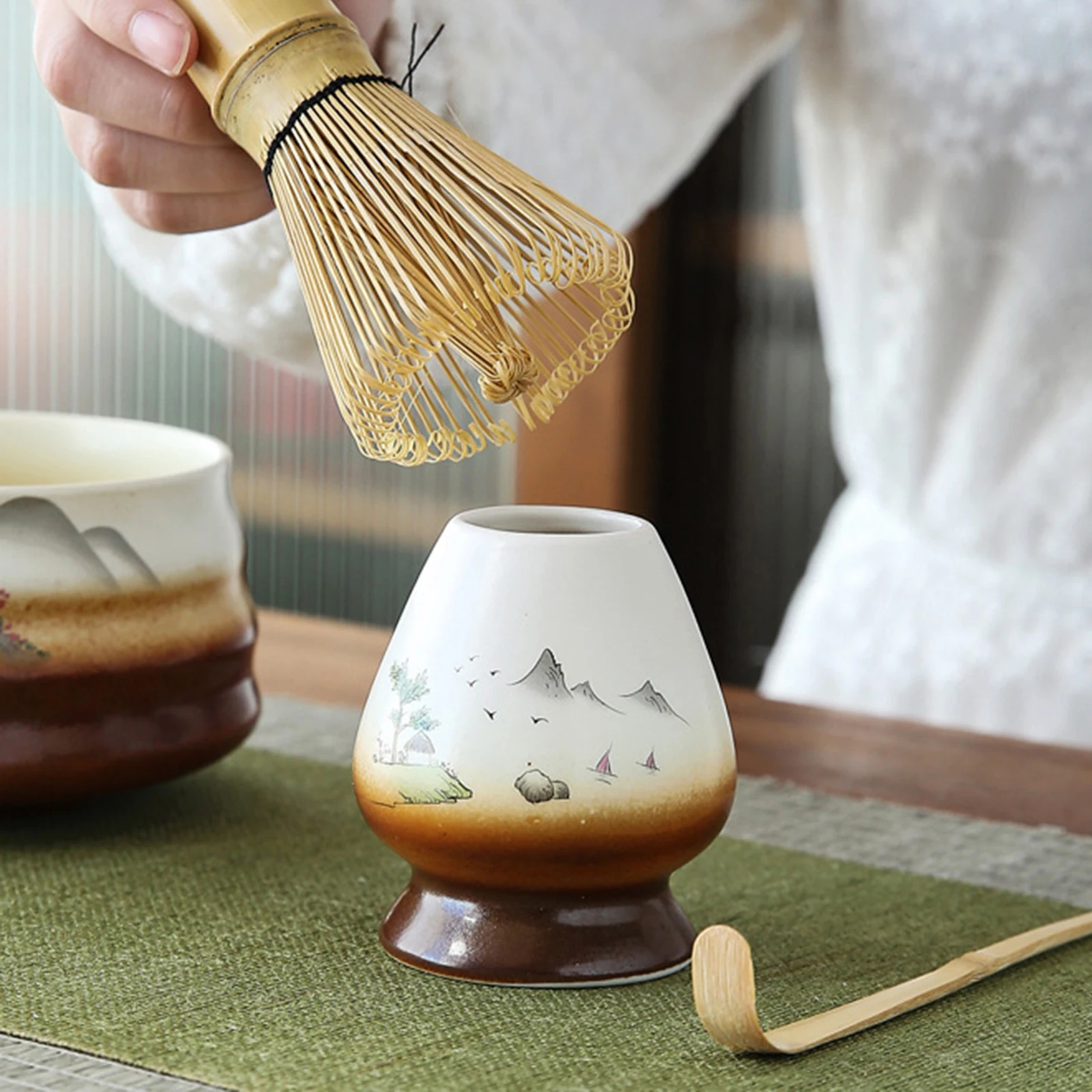 filles à thé matcha japonais, support de fouet, cérémonie du thé matcha, accessoires de service filles à thé matcha japonais, support de fouet, cérémonie du thé matcha, accessoires de service