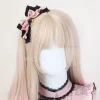 pince à cheveux avec nœud noir et rose, accessoires japonais y2k jirai kei lolita, accessoire fait à la main, couvre chef féminin, costume de cosplay