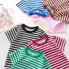 Chemise rayée à la mode pour enfants, chemise rouge pour bébés, garçons et filles, t-shirts en vrac, vêtements pour filles de 0 à 8 ans, 2025 Chemise rayée à la mode pour enfants, chemise rouge pour bébés, garçons et filles, t-shirts en vrac, vêtements pour filles de 0 à 8 ans, 2025