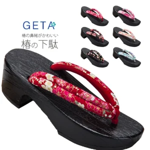 Tongs geta japonaises imprimées de fleurs de samouraï traditionnel pour femmes, tongs en bois, chaussures Parker, sandales financièrement, pantoufles Tongs geta japonaises imprimées de fleurs de samouraï traditionnel pour femmes, tongs en bois, chaussures Parker, sandales financièrement, pantoufles