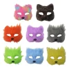 masque de chat en peluche réaliste pour enfants, masques en peluche d'animaux longs et pelés pour halloween, masque pour les yeux mystérieux de dessin animé, fournitures de fête costumée