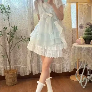 Robe japonaise Vintage pour femmes, élégante, douce, Kawaii, pour fête sur la plage, Style Y2K, imprimé Floral, vêtements légers et décontractés, 2025
