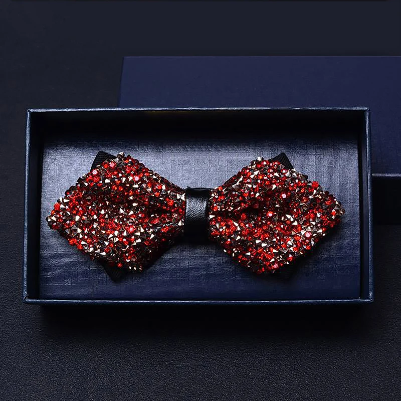 cravates à nœud en strass pour hommes, exquises, à paillettes pré attachées, élégantes, pour bal de mariage, accessoires de smoking, cadeaux cravates à nœud en strass pour hommes, exquises, à paillettes pré attachées, élégantes, pour bal de mariage, accessoires de smoking, cadeaux