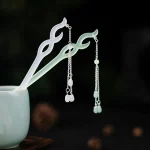 Bâtonnets à cheveux traditionnels chinois Hanfu pour femmes, accessoires de cheveux, pompon, perle, fourcommuniste, coiffure, pièce de sauna vintage Bâtonnets à cheveux traditionnels chinois Hanfu pour femmes, accessoires de cheveux, pompon, perle, fourcommuniste, coiffure, pièce de sauna vintage