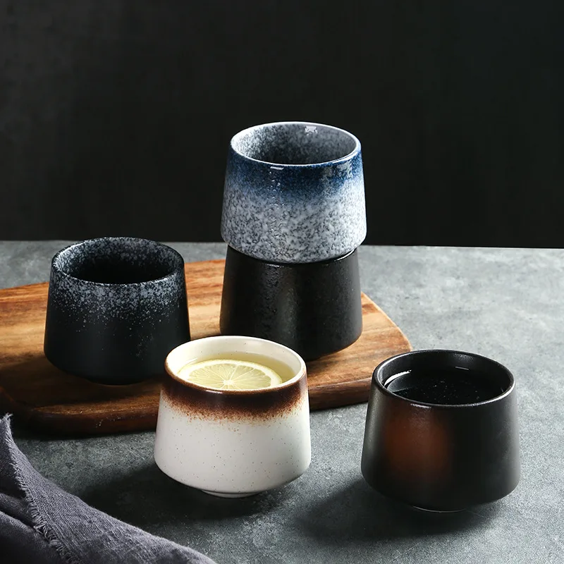 Tasse à café en céramique de Style japonais, verres à vin, tasses à eau, cadeau, vente en gros, tasses à thé simples en porcelaine de 200ml Tasse à café en céramique de Style japonais, verres à vin, tasses à eau, cadeau, vente en gros, tasses à thé simples en porcelaine de 200ml