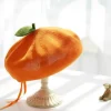 japonais rose pêche fille peintre chapeau petite feuille orange béret fruits casquettes frais mignon décontracté bonnet béret casquette printemps été
