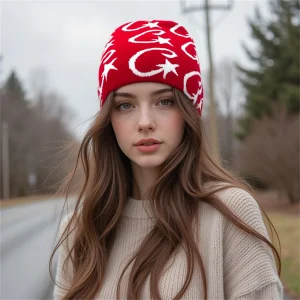 Chapeau tricoté hip-hop tendance, chapeau en laine jacquard décontracté, chapeau mocassin d’extérieur résistant au froid et au vent Chapeau tricoté hip-hop tendance, chapeau en laine jacquard décontracté, chapeau mocassin d’extérieur résistant au froid et au vent