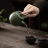 pot à poignée latérale en fer doré japonais, pot simple en céramique domestique, guidon, petite théière, service à thé kung fu, bouilloire à thé