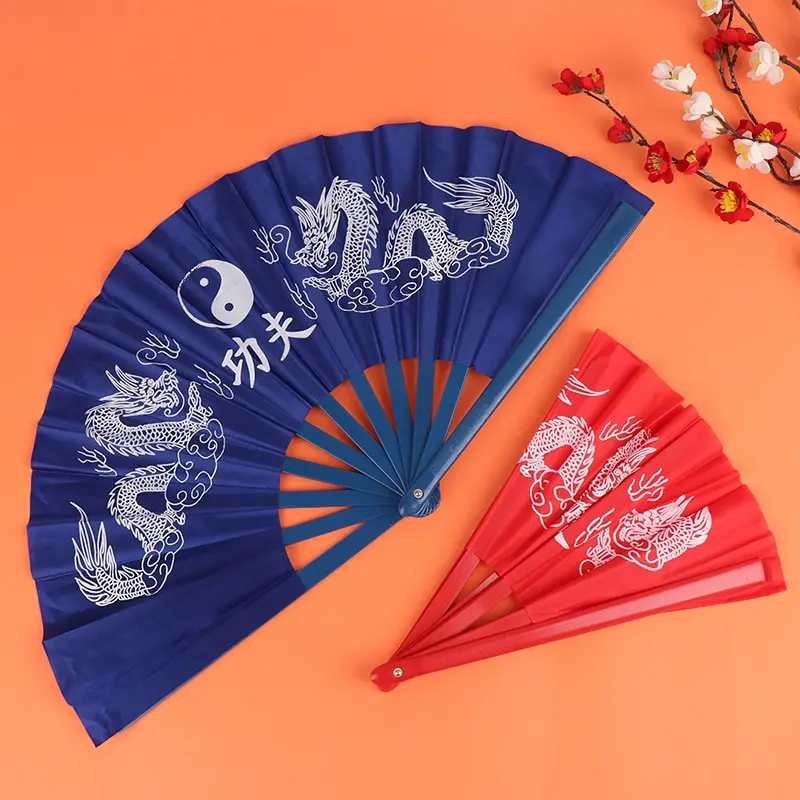 Éventail pliant en plastique dragon kung fu chinois et japonais, grande main d'environ 34x63cm, 1 pièce Éventail pliant en plastique dragon kung fu chinois et japonais, grande main d'environ 34x63cm, 1 pièce