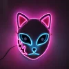 masque néon led demon slayer, décor de carnaval, cosplay anime japonais, clignotant pour la nuit de carnaval, 2025