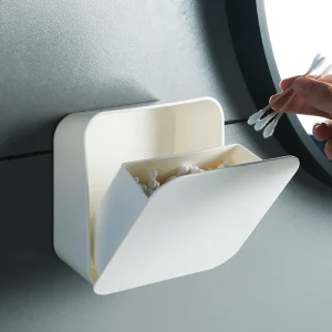 Boîte de rangement murale de Style japonais, conteneur organisateur scellé anti-poussière pour cotons-tiges, sac poubelle en tissu, support de salle de bains