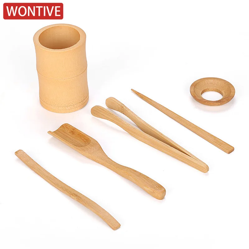 ensemble d'accessoires pour cérémonie du thé en bambou, 6 pièces, avec seau de rangement, fournitures de cérémonie du thé premium pour une expérience de thé authentique ensemble d'accessoires pour cérémonie du thé en bambou, 6 pièces, avec seau de rangement, fournitures de cérémonie du thé premium pour une expérience de thé authentique