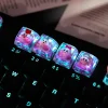 capuchons de touches de clavier translucides roses, thème star kabi, pour clavier mécanique, personnalité mignonne, accessoire de clavier de jeu sur pc, cadeau