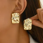 Boucles d’oreilles géométriques irrégulières de couleur métallique pour femmes, Style minimaliste, personnalité, bijoux tendance, cadeau, 2024 Boucles d’oreilles géométriques irrégulières de couleur métallique pour femmes, Style minimaliste, personnalité, bijoux tendance, cadeau, 2024