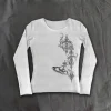 Vintage Goth Emo fille Harajuku manches longues T-shirt femmes Streetwear haut moulant été haute rue fille hauts courts 90s rue Vintage Goth Emo fille Harajuku manches longues T-shirt femmes Streetwear haut moulant été haute rue fille hauts courts 90s rue