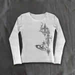 Vintage Goth Emo fille Harajuku manches longues T-shirt femmes Streetwear haut moulant été haute rue fille hauts courts 90s rue Vintage Goth Emo fille Harajuku manches longues T-shirt femmes Streetwear haut moulant été haute rue fille hauts courts 90s rue