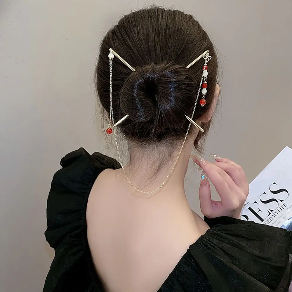 Épingles à cheveux de style chinois pour Cheongsam, double fleur, pompon, perles, bâtons, porte-chignon, bijoux, éventail, accessoires Épingles à cheveux de style chinois pour Cheongsam, double fleur, pompon, perles, bâtons, porte-chignon, bijoux, éventail, accessoires