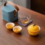 Théière de voyage Portable en forme de Fruit, ensemble de thé Kung Fu Portable, Camping en plein air, randonnée, ensembles de rangement pour la fabrication de thé chinois