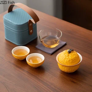 Théière de voyage Portable en forme de Fruit, ensemble de thé Kung Fu Portable, Camping en plein air, randonnée, ensembles de rangement pour la fabrication de thé chinois