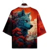 dessin animé loup kimono streetwear hommes femmes japonais cardigan harajuku anime vêtements robes