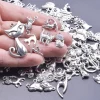 Chat porte-bonheur mignon, mélange aléatoire, pendentif en alliage de couleur argent Antique, boucles d&rsquo;oreilles, breloques pour la fabrication de bijoux, Bracelets, accessoire matériel