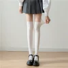 jk bas Épissés blanches japonais, faux mollet, au dessus du genou, collants sexy