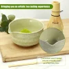 ensemble de fouets matcha élégants, service à thé matcha réutilisable, fabrication avec bol matcha en céramique, support de fouet matcha pour les amateurs de thé, 4 pièces