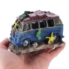 ornements décoratifs d'aquarium en résine, décoration précieuse de bus cassé, simulation de roches, accessoires précieux de poisson