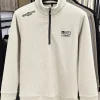 veste t shirt à manches longues pour hommes, doublure polaire, vintage, demi fermeture éclair, imprimé, texture à carreaux, pull épais et chaud, sweat shirt à col roulé